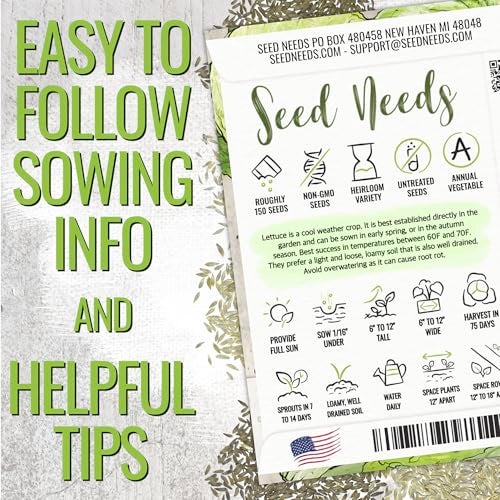 Seed Needs Lettuce Seeds for Planting - Non-GMO Heirloom & Untreated - Grow a Home Grown Outdoor Garden or an Indoor Hydroponics Garden - Homestead Sampler Kit (14 Packs) - Image 2