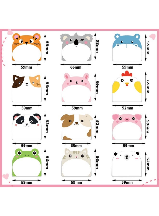 Yinder 24 Pads Cute Sticky Notes Kawaii Fun Sticky Notes Bulk Cartoon Sticky Note Pads Self Stick Memo Pads For Veterinary Gifts Animal Party Favors Office Supplies(Classic Animals) - Image 2