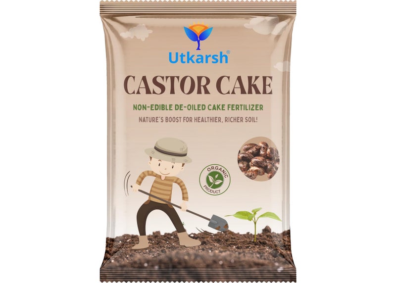 Utkarsh Castor Oil Cake Fertilizer for Plants | Organic Castor Khali Compost Powder for Home Garden, Manure for Flowers, Vegetables & Lawn (900 gm; Pack of 1) - Image 1