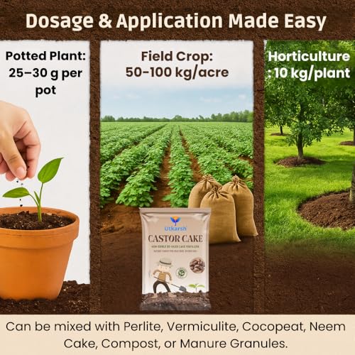 Utkarsh Castor Oil Cake Fertilizer for Plants | Organic Castor Khali Compost Powder for Home Garden, Manure for Flowers, Vegetables & Lawn (900 gm; Pack of 1) - Image 5