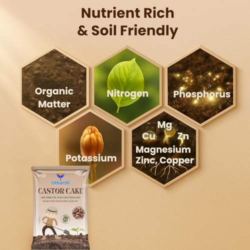 Utkarsh Castor Oil Cake Fertilizer for Plants | Organic Castor Khali Compost Powder for Home Garden, Manure for Flowers, Vegetables & Lawn (900 gm; Pack of 1) - Image 3