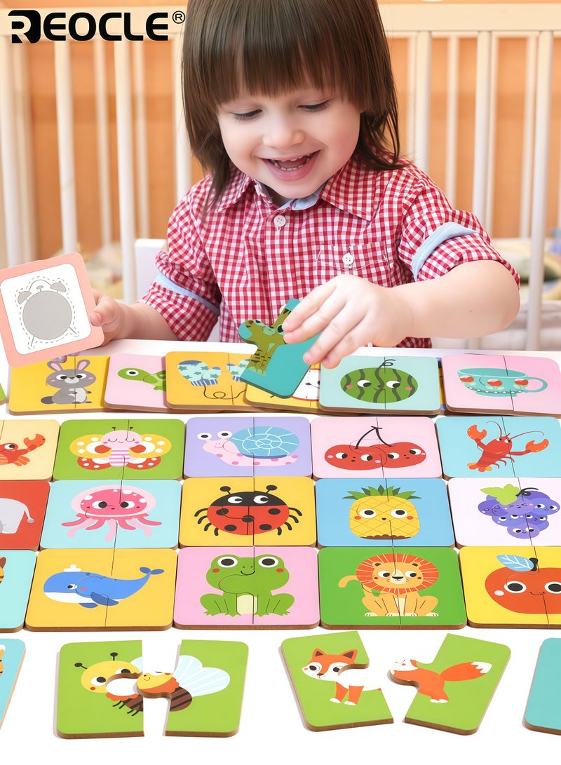 ريوكل لعبة مطابقة الحيوانات المخفية للأطفال مع بطاقات ألغاز ملونة وتصميم تفاعلي، لعبة لتنمية المهارات الإدراكية للأطفال، نشاط هدايا الحفلات - Image 2