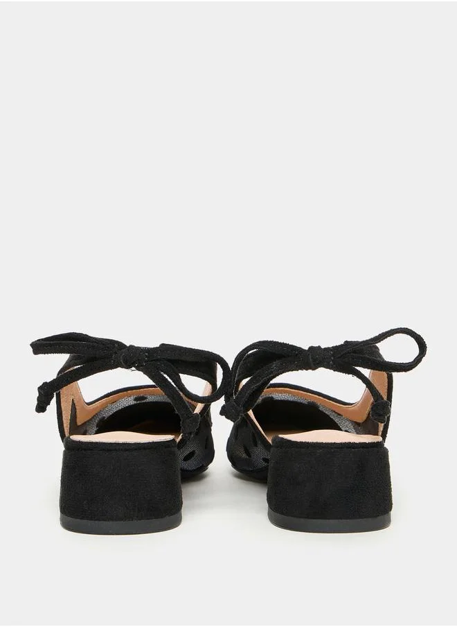 ستايلي Spot Detail Mesh Tie Back Heeled Shoes