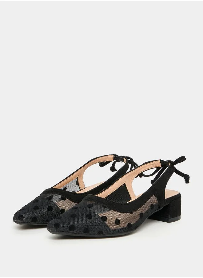 ستايلي Spot Detail Mesh Tie Back Heeled Shoes