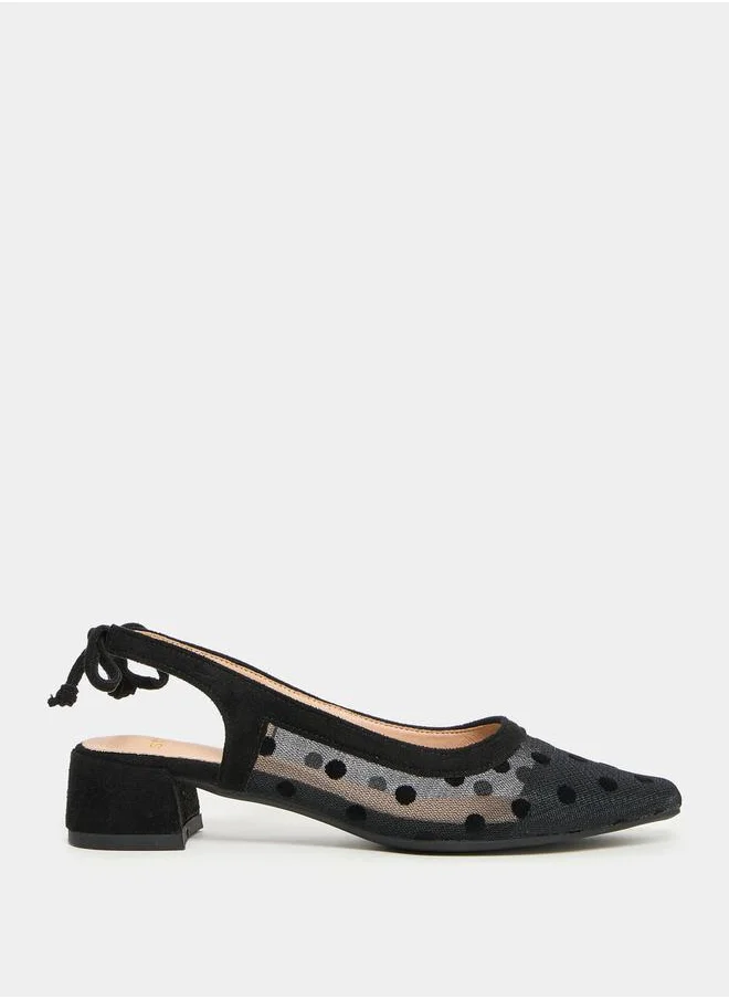 ستايلي Spot Detail Mesh Tie Back Heeled Shoes