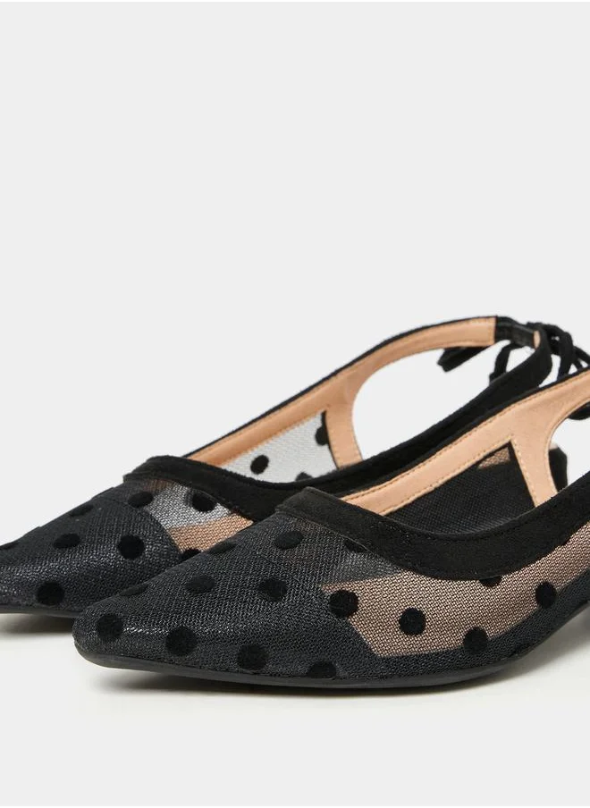 ستايلي Spot Detail Mesh Tie Back Heeled Shoes
