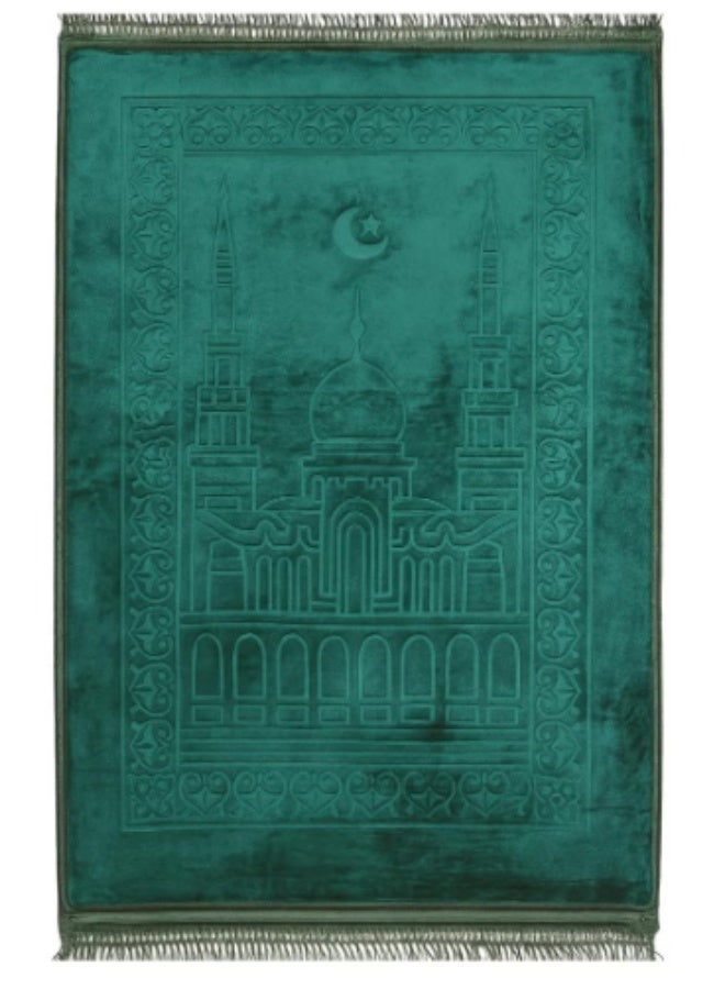 Velvet prayer  green, 80x120 cm; Velvet prayer mat, light gray, 80x120 cm - Image 1