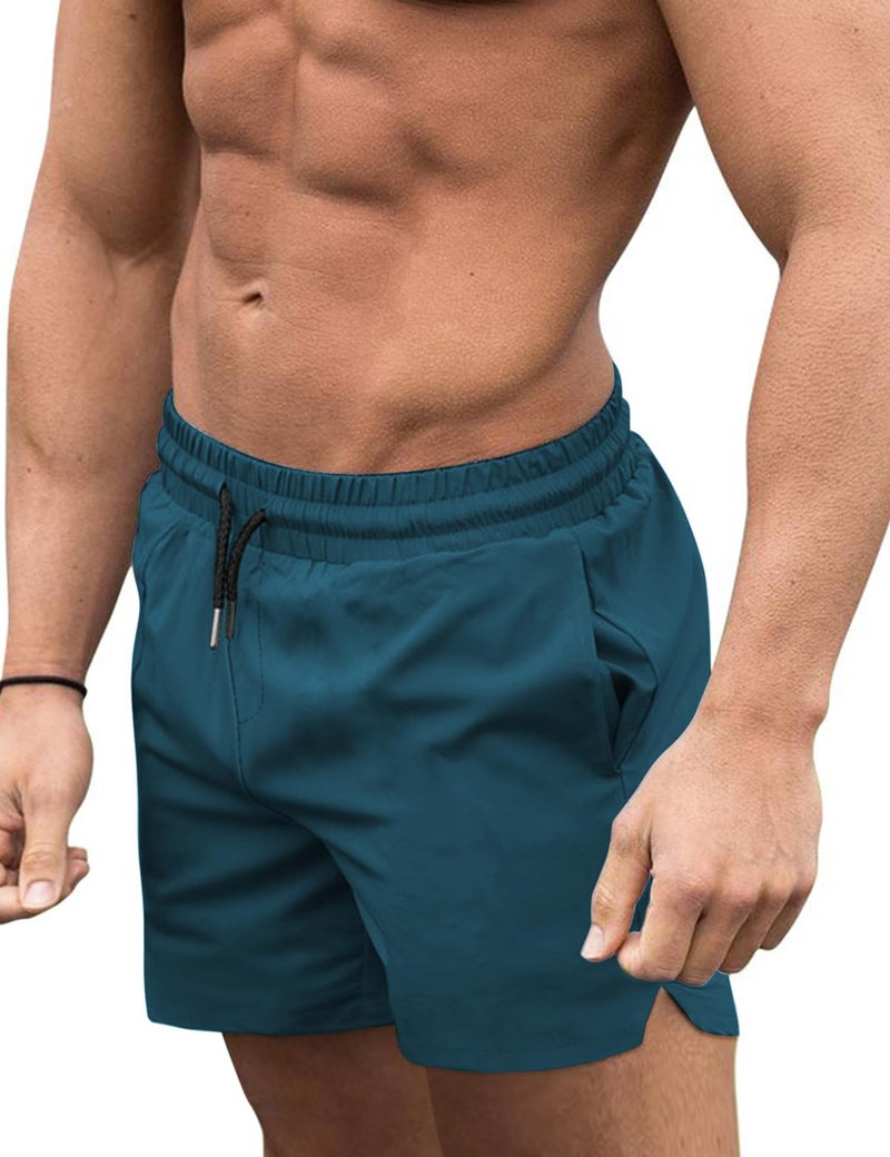 COOFANDY Men's Swim Trunks Quick Dry Board Shorts Swimsuit Swimwear Bathing Suit Peacock Blue - Image 1