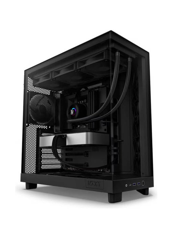 NZXT NZXT H6 Flow Compact Dual-Chamber Airflow Mid-Tower ATX Case, Panoramic Glass Panels, Up to 360 mm Radiator & 3x 120mm F120Q Fans, Cable Management, USB-C 3.2 / USB-A 3.2, Black  - Image 1