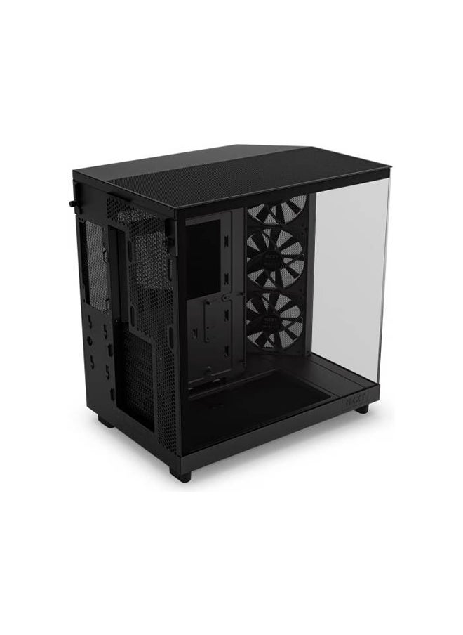 NZXT NZXT H6 Flow Compact Dual-Chamber Airflow Mid-Tower ATX Case, Panoramic Glass Panels, Up to 360 mm Radiator & 3x 120mm F120Q Fans, Cable Management, USB-C 3.2 / USB-A 3.2, Black  - Image 4