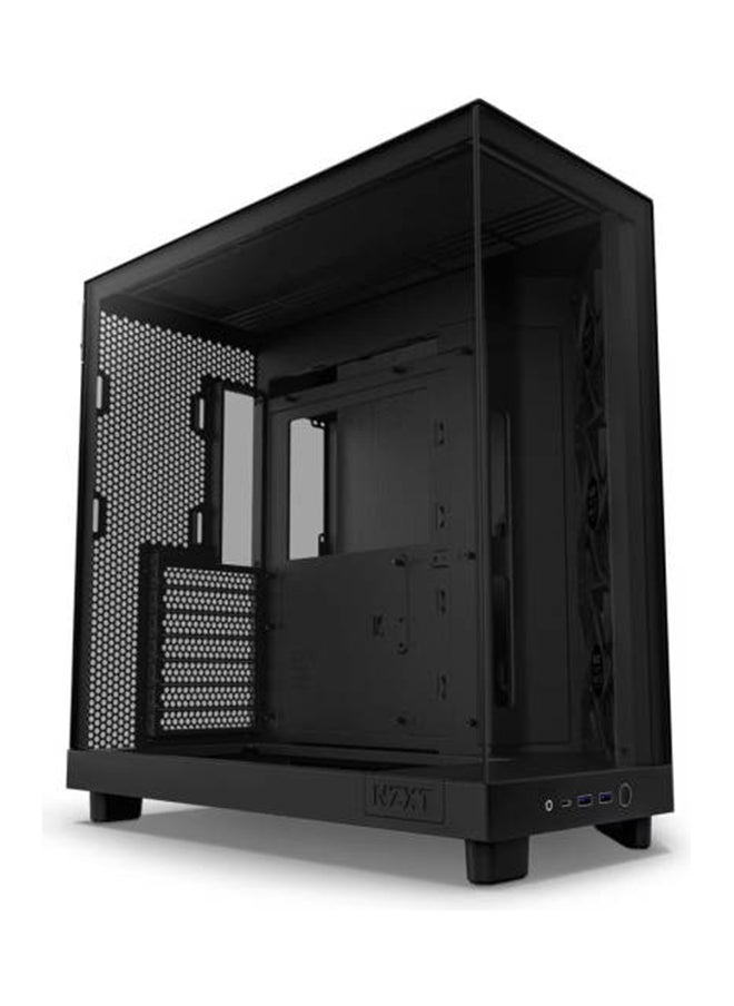 NZXT NZXT H6 Flow Compact Dual-Chamber Airflow Mid-Tower ATX Case, Panoramic Glass Panels, Up to 360 mm Radiator & 3x 120mm F120Q Fans, Cable Management, USB-C 3.2 / USB-A 3.2, Black  - Image 2