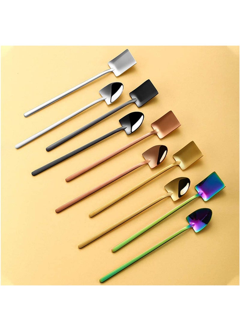 Zikra Exquisite 5pcs Stainless Steel Dessert Spoon Delicate Coffee Spoon Long Handle Ice Cream Spoon for Home Coffee Shop Bar - Image 3