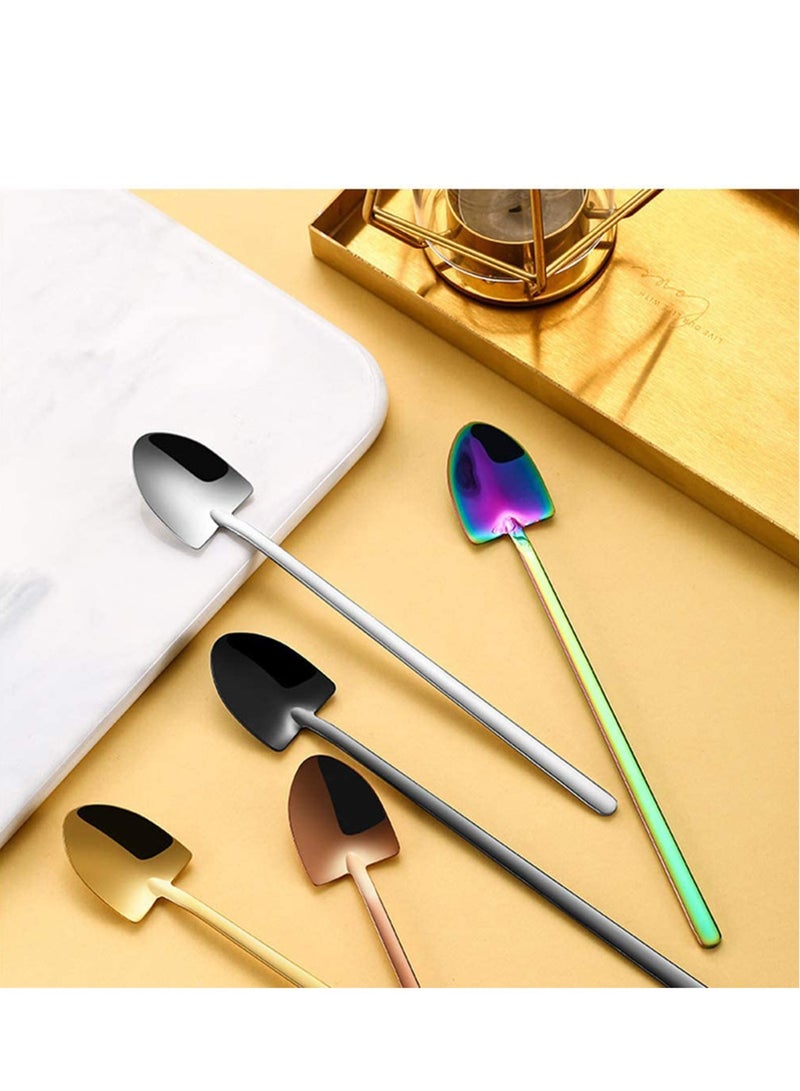 Zikra Exquisite 5pcs Stainless Steel Dessert Spoon Delicate Coffee Spoon Long Handle Ice Cream Spoon for Home Coffee Shop Bar - Image 2