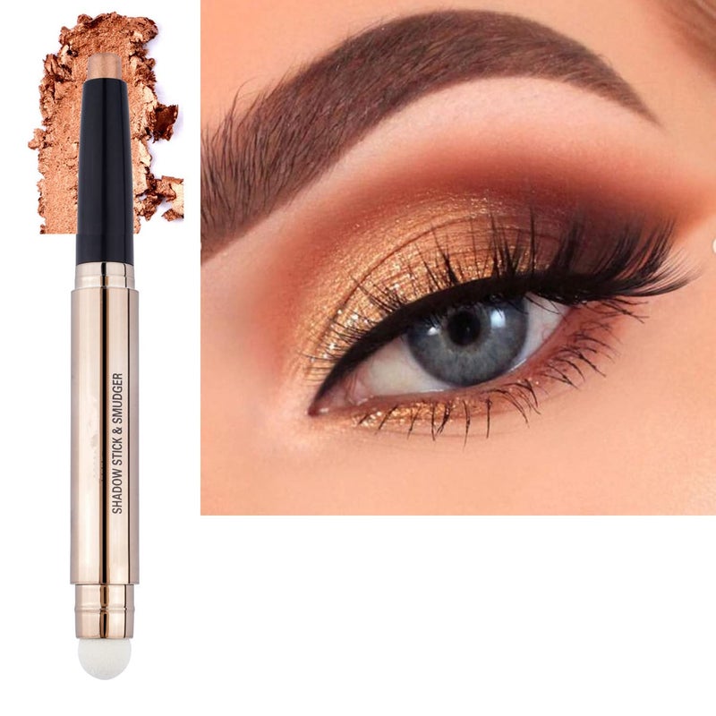 2 in1 Champagne Gold Eyeshadow Stick Cream Shimmer Smooth Glitter Eyeshadow Pencil Hypoallergenic Natural Waterproof Long Lasting Eye Shadow MultiDimensional Eyes Look Champagne Shimmer  04