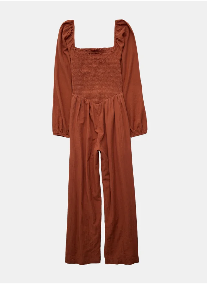 امريكان ايجل AE Puff Sleeve Smocked Jumpsuit