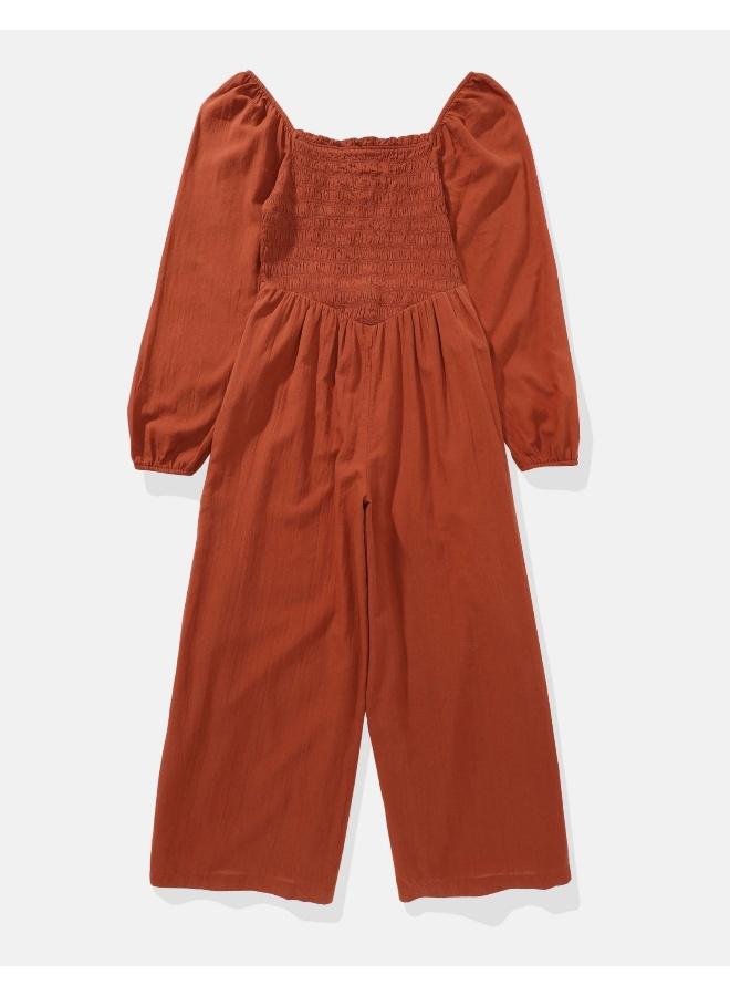 American Eagle AE Puff Sleeve Smocked Jumpsuit  - Image 3