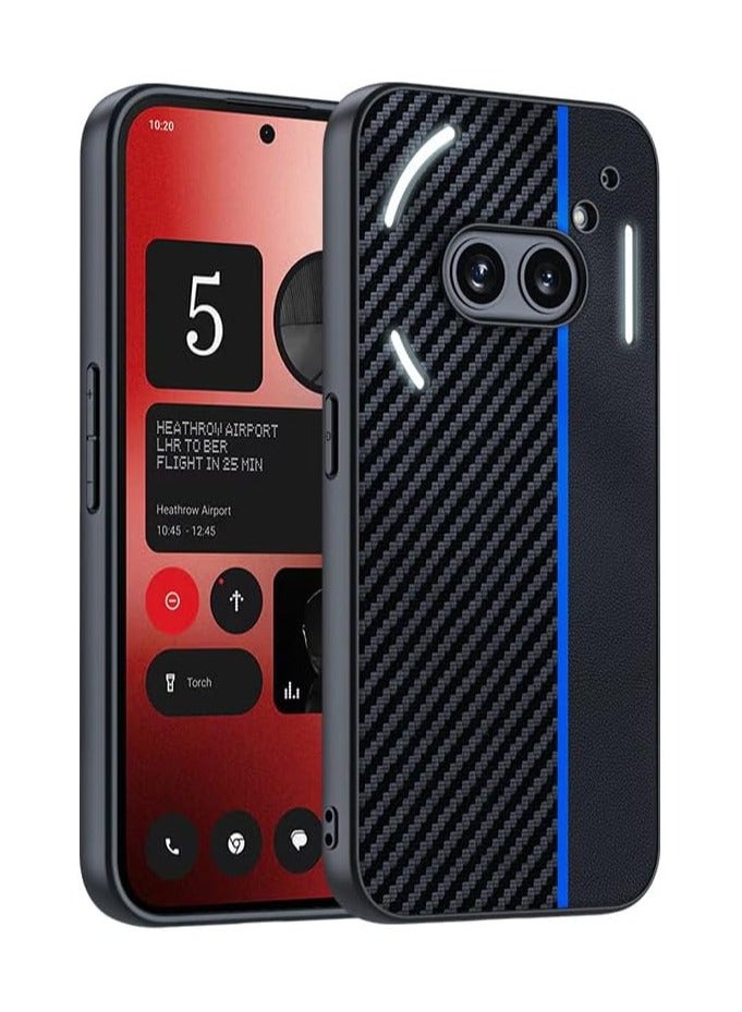 غطاء متوافق مع Nothing Phone (2a) Plus 5G، مصنوع من جلد ناعم بنمط ألياف الكربون، غلاف خفيف الوزن ومضاد للصدمات ومقاوم للسقوط.