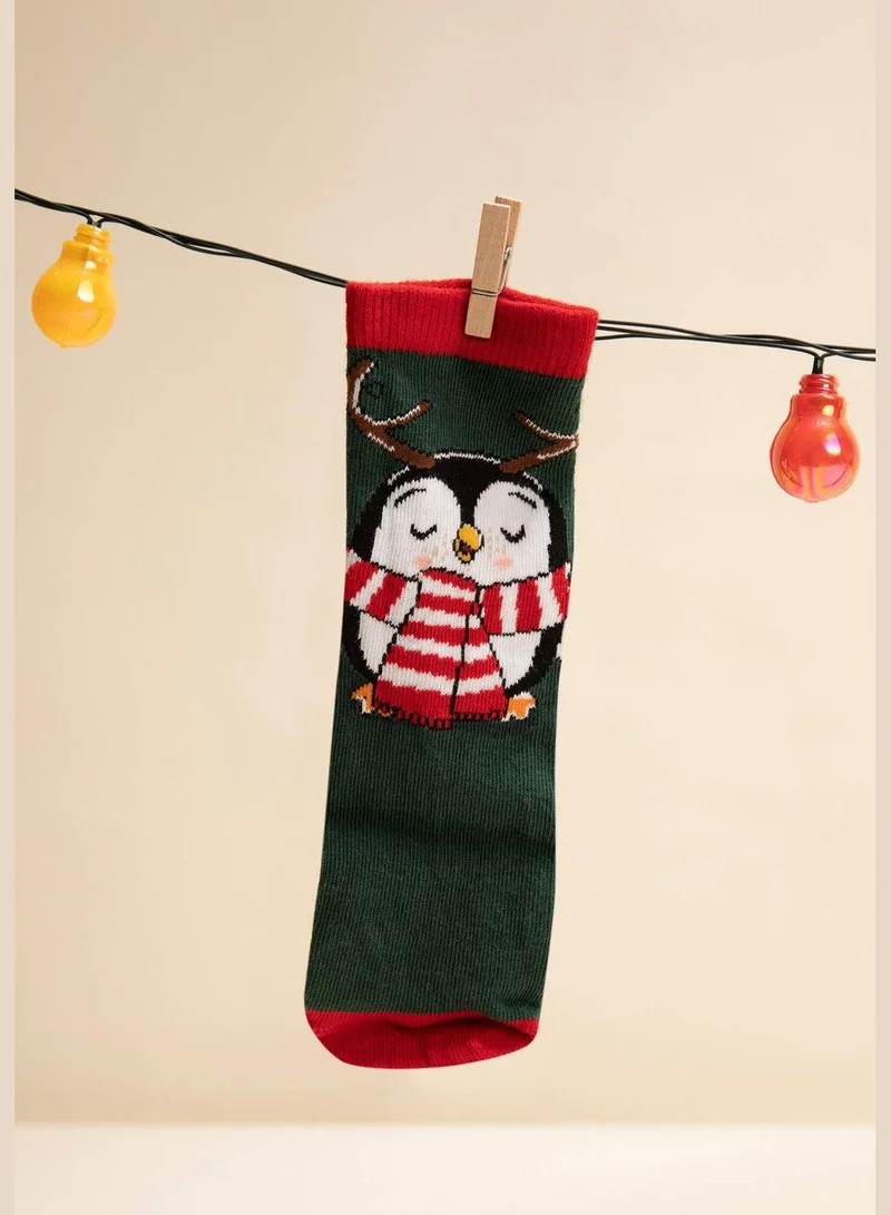 DeFacto New Year 3 Pack Penguin & Deer Print High CutSocks