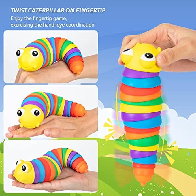 tomyoung Slug Fidget Toy Sensory Fidget Toys,Relief Anti-Anxiety and ADHD ADD OCD Caterpiller Fidget Worm Articulated Stim Toy,No-Mess Fidget Pack for Autistic, Kids & Adults - Image 3