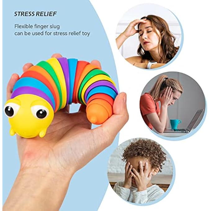 tomyoung Slug Fidget Toy Sensory Fidget Toys,Relief Anti-Anxiety and ADHD ADD OCD Caterpiller Fidget Worm Articulated Stim Toy,No-Mess Fidget Pack for Autistic, Kids & Adults - Image 5