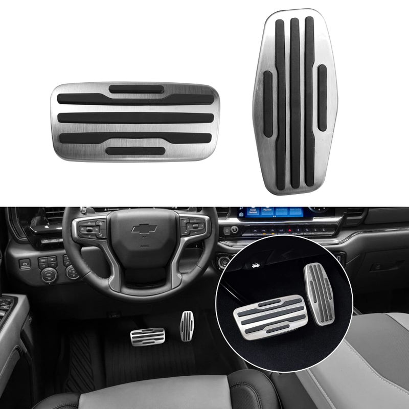 APESER Compatible with Chevy Silverado Pedal Covers 20192024Gmc Sierra 1500 Pedal Pads for Brake AcceleratorAluminum Gas Foot Pedal Cover for 20212024 YukonSuburbanTahoeAutomatic Only 2Pcs