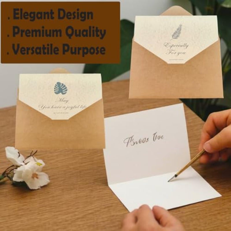 18 pcs Thank You Cards Customized DIY greeting card with Envelopes Blank Note Cards with Kraft Envelopes and Stickers Greeting Cards Mailing for Birthday Wedding Bridal Shower 4.7 * 3.5 inch - Image 5
