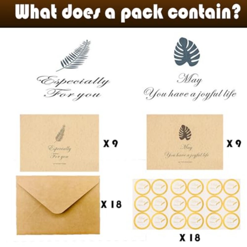 18 pcs Thank You Cards Customized DIY greeting card with Envelopes Blank Note Cards with Kraft Envelopes and Stickers Greeting Cards Mailing for Birthday Wedding Bridal Shower 4.7 * 3.5 inch - Image 3