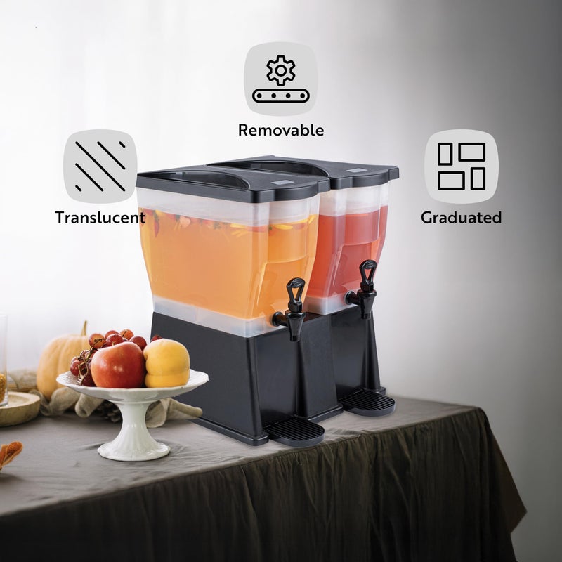 Restaurantware حاوية مشروبات رستورانتوير Bev Tek سعة 6 جالون - موزع مشروبات مزدوج قابل للغسل في غسالة الصحون - خزانات قابلة للفصل تشمل ملصقات موزع عصير بلاستيكي أسود مع قاعدة وصمامات دفع - Image 4