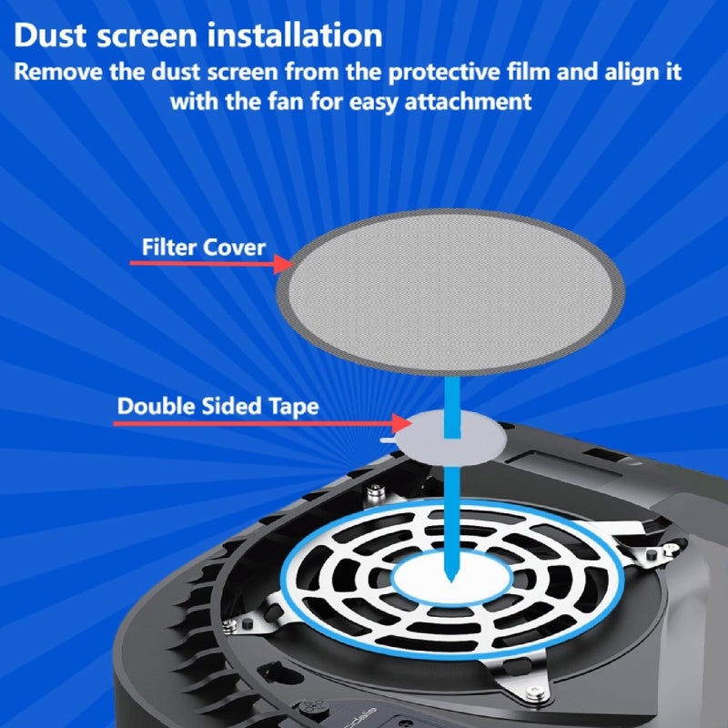 ACIDALIE PS5 Fan Dust Filter-with 4PCS Dust Cover,for PS5 pro, PS5 Slim, PS5 Legacy Models - Image 2