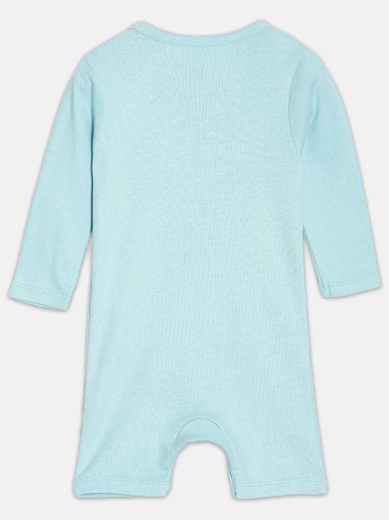Broon Broon Infant Boys White and Sea Blue Printed Organic Cotton Rompers Pack of 2