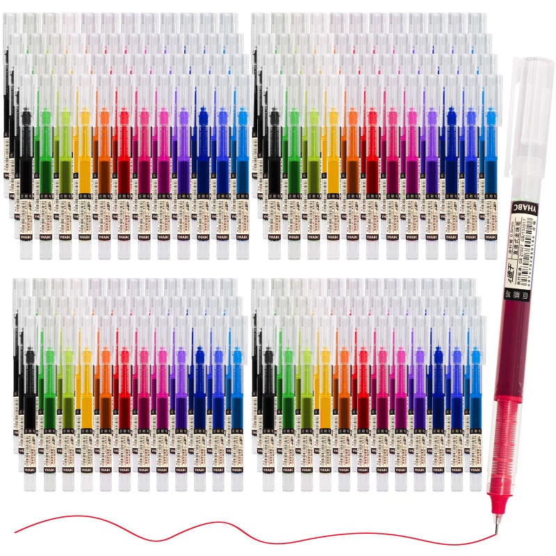 Beieverluck 120 Pieces Rolling Ball Pens 0.5 mm Japanese Pens Fine Point Pens Quick Dry Liquid Ink Pen Smooth Writing Pens for Office Student Back to School Supplies, Multicolor - Image 1