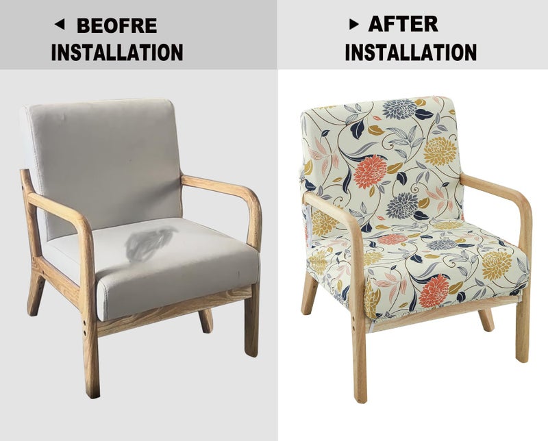 Deisy Dee Printed Mid-Century Modern Chair Cover, Stretch Reading Armchair Covers, Upholstered Living Room Chair Covers (WW) - Image 5