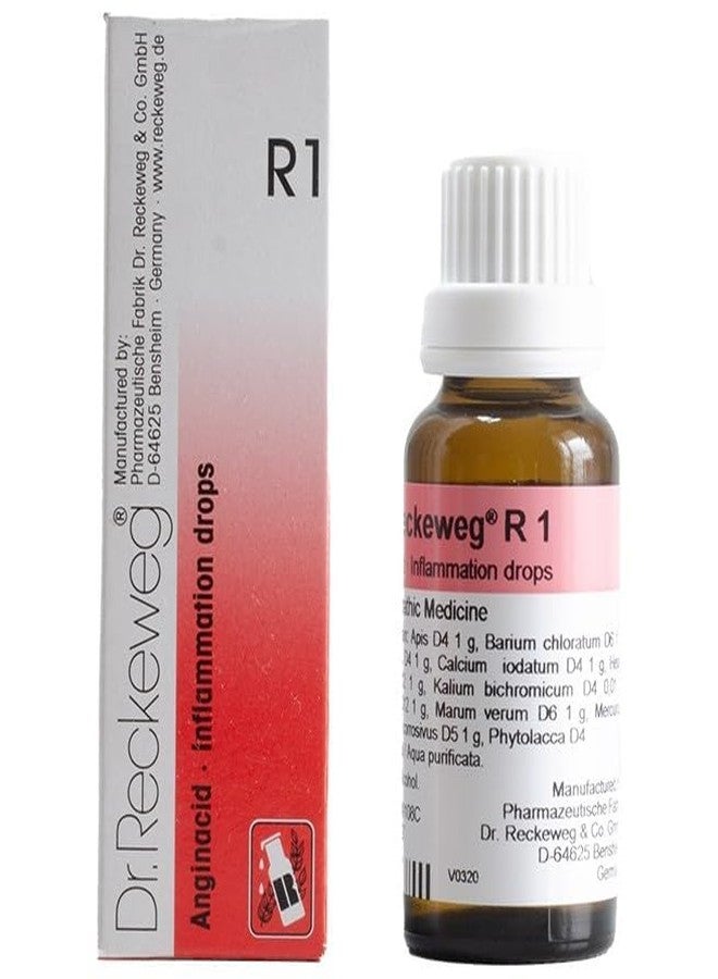 Homeoved - Dr. Reckewega R1 Inflammation Drops - Homeopathic Remedy for Inflammatory Conditions, Immune Support & Infection Relief - 22ml Each (Pack of 2 Bottles) - Image 1