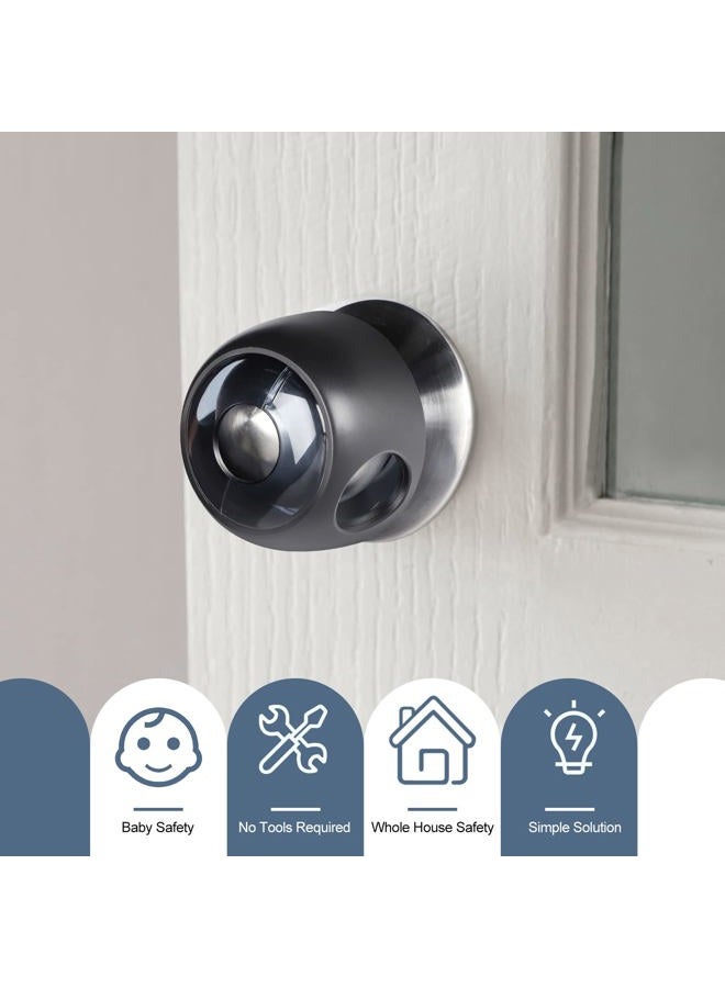 CLYMENE Improved Door Knob Covers Child Proof Door Handle Covers Child Safety, Baby Proof Door Knob Locks for Kids, 4 Pack (Clear-Black) - Image 3