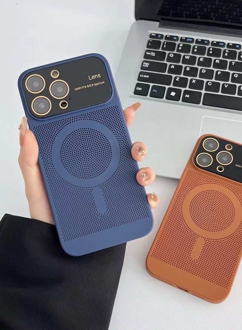 Color Fans For iPhone 13 Pro Max MagSafe Case Lens Protect Heat Dissipation Cover Blue - Image 3