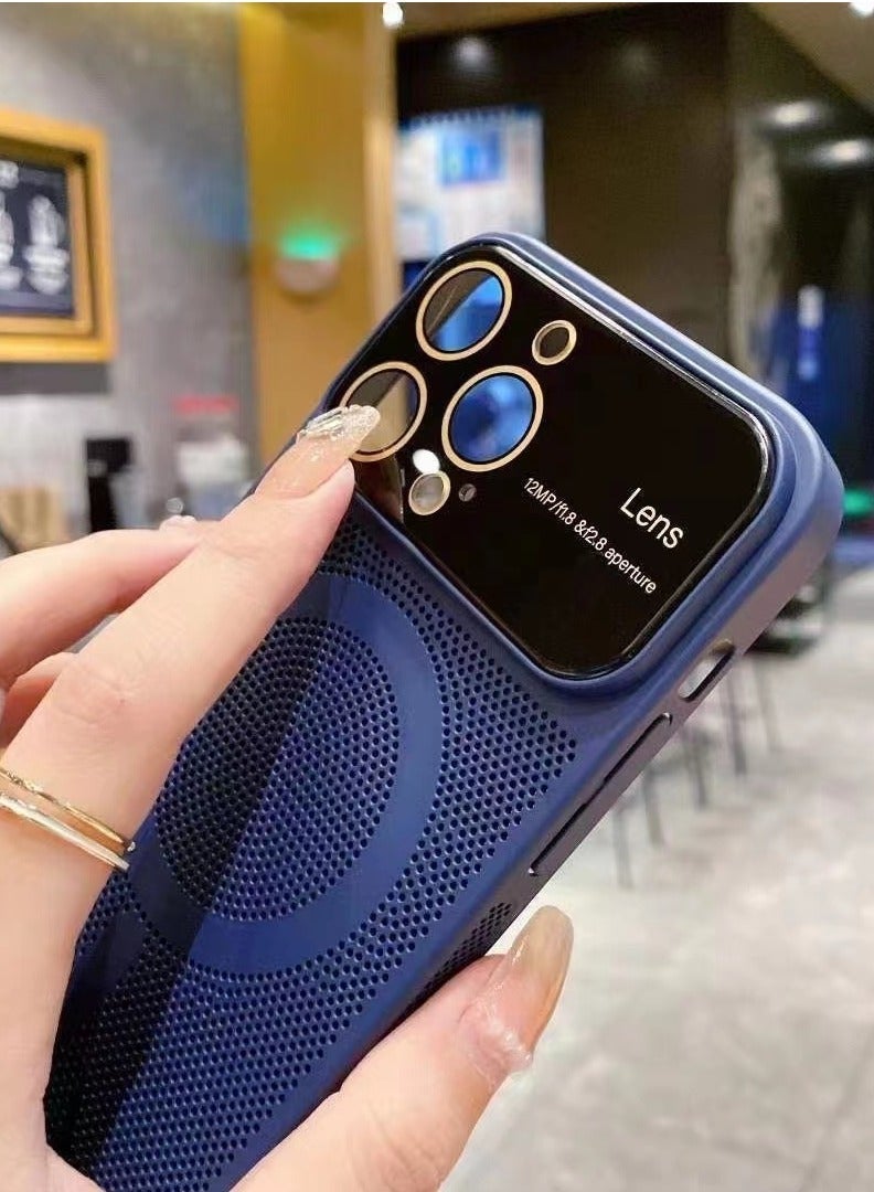 Color Fans For iPhone 13 Pro Max MagSafe Case Lens Protect Heat Dissipation Cover Blue - Image 2