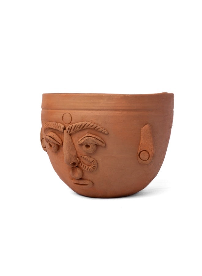 ارك أصيص فخاري على شكل وجه من ARK مصنوع يدويًا مع فتحة تصريف | وعاء طيني فني للنباتات الداخلية والخارجية | قطعة ديكور بوهيمية بتصميم قبلي مميز - Image 2