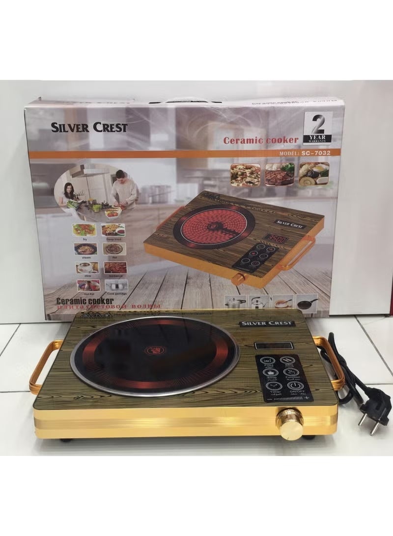 سيلفر كريست موقد كهربائي يعمل بالحث، شاشة عرض رقمية تعمل باللمس، 3500 واط، زجاج مقاوم للحرارة العالية، مادة مقاومة للحريق، هيكل من الفولاذ المقاوم للصدأ، عنصر تسخين سيراميكي - Image 2