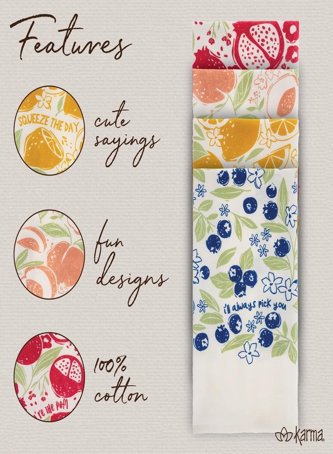 Karma, Fruit Basket Tea Towel - 100% Cotton Hand Towels for The Kitchen - Sweet Saying Home Decor - Pomegranate - Image 3