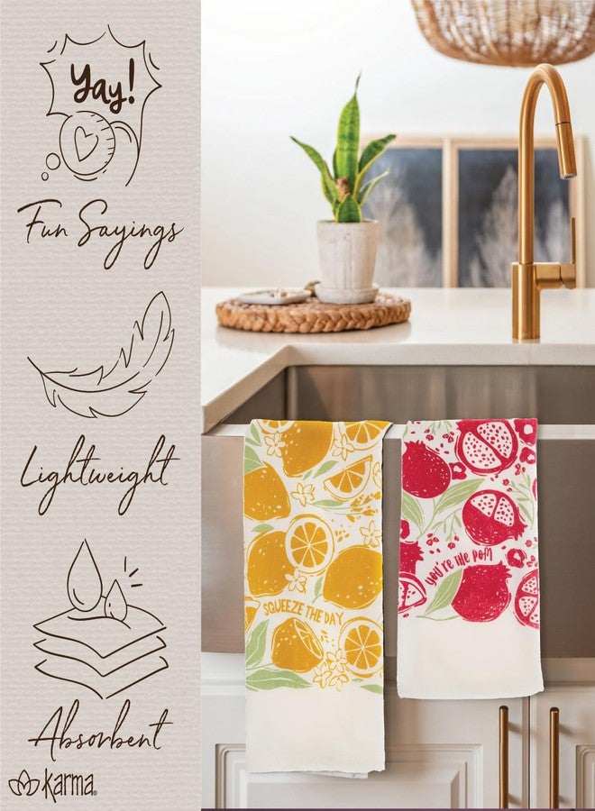 Karma, Fruit Basket Tea Towel - 100% Cotton Hand Towels for The Kitchen - Sweet Saying Home Decor - Pomegranate - Image 4