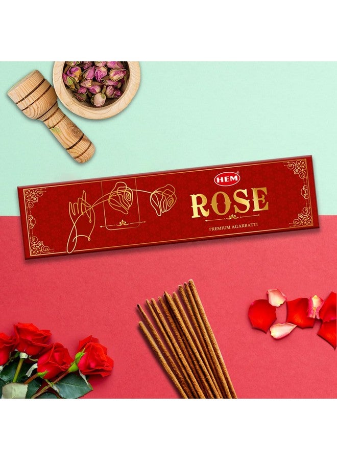 HEM عود هيم روز بريميوم ماسالا | ارتق بمساحتك مع العطر الساحر للورود | مثالي للتأمل والاسترخاء | وقت الاحتراق: 35-40 دقيقة | 10 أعواد بخور لكل منها، 2 علبة - Image 1