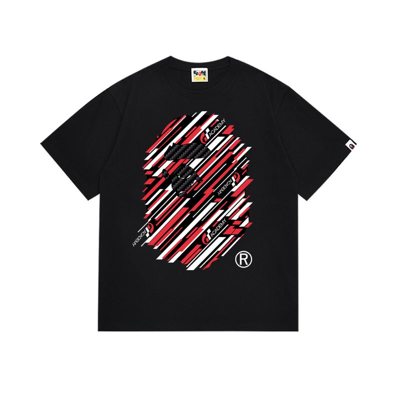 بايب تي شيرت رياضي قصير الأكمام مموه مشترك بين BAPE وميامي الدولي للجنسين - موضة الشارع العصرية - Image 1