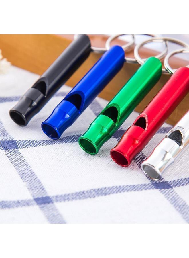 Generic Outdoor Survival Whistle Training Aluminum Alloy Kidsren's Life-saving Keychain Emergency Referee High Frequency-Color:Aluminum Color Random 4 Pieces - Image 1
