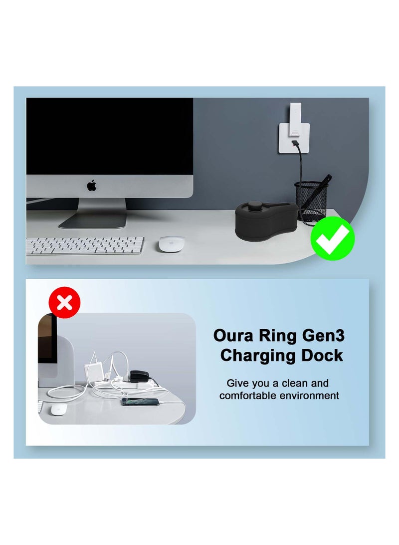 SYOSI Silicone Charger Case for Oura Ring Gen3, Soft Silicone Anti-Scratch Cover Case for Oura Ring Gen3 Charging Dock Support and USB-C Cable Storage, for Wrapping Charger and Cords while Travel (Black)  - Image 3