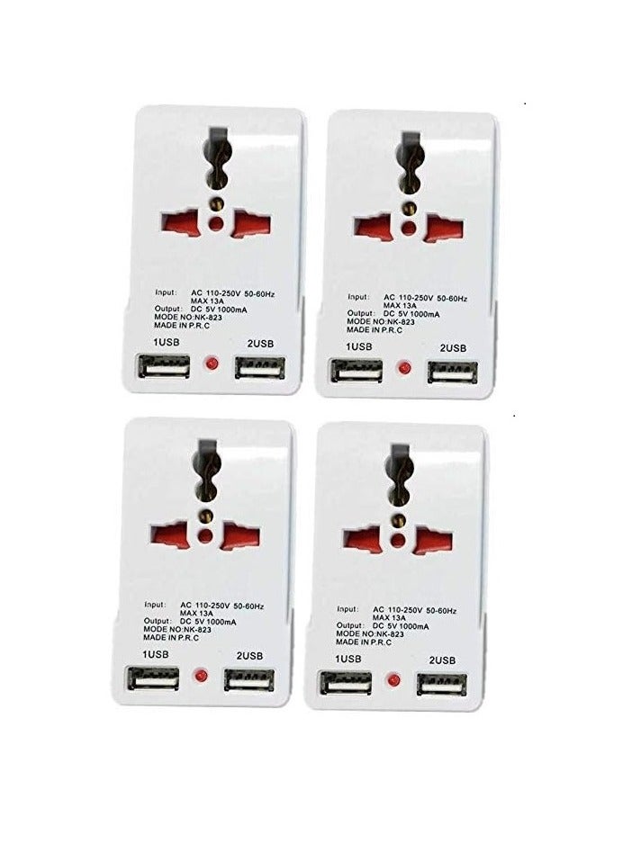 محول قابس السفر من امريكا الى الهند وباكستان وبنجلاديش وجنوب افريقيا للسفر - منفذ إدخال عالمي ومنفذي USB عدد 4