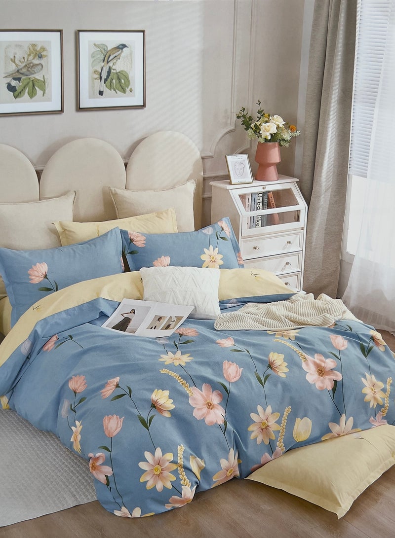 New Twill Cotton Rain Dew Flower Fragrance Blue 200 * 230cm Bed Set of Four Pieces  - Image 1