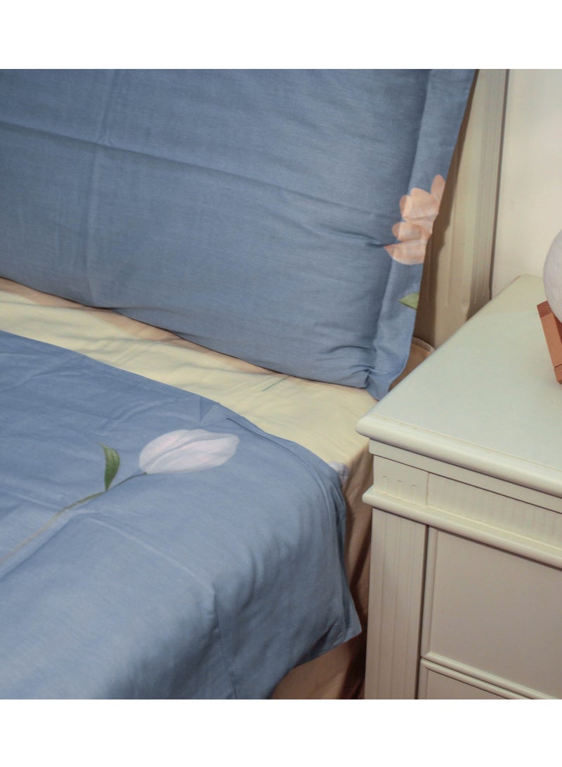 New Twill Cotton Rain Dew Flower Fragrance Blue 200 * 230cm Bed Set of Four Pieces  - Image 2