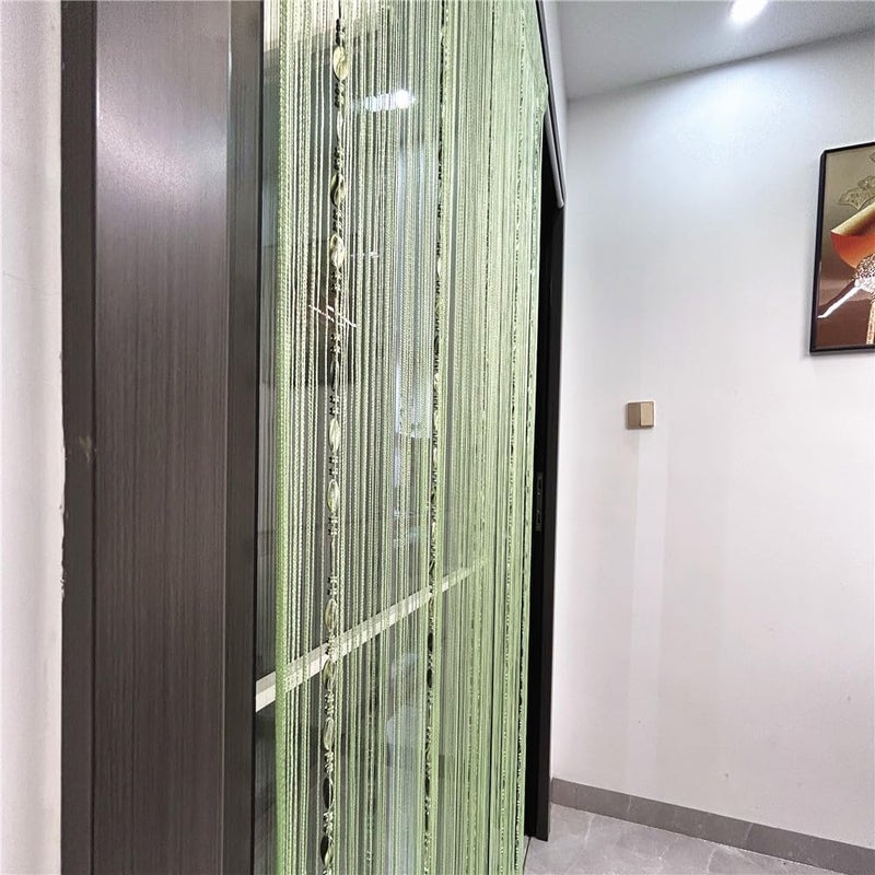 أفي سبليت ستارة خيطية مزخرفة مقسمة 100 سم × 200 سم، خرز لوحة حائط، هدب، فاصل نافذة، ستارة غرفة، ستارة عمياء لمقهى ومطعم، أجزاء فاصل باب، خرز، شرابة، زخرفة شاشة (أخضر فاكهي 25) - Image 5