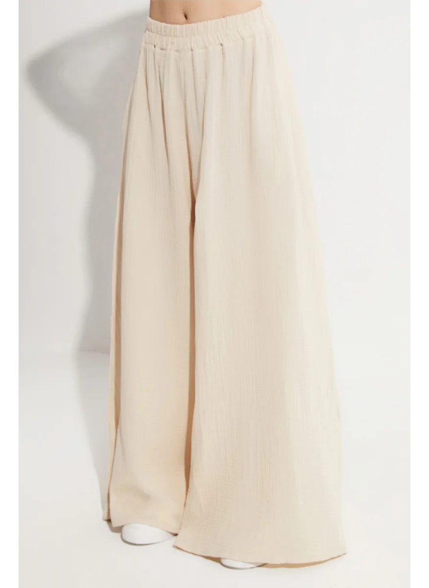 JUNE Elastic Waist Wide Trousers