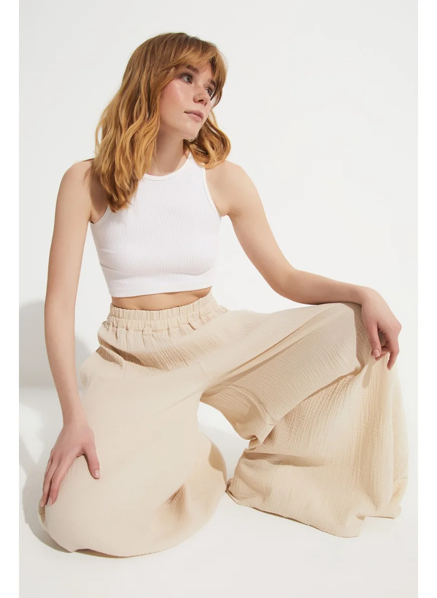 JUNE Elastic Waist Wide Trousers